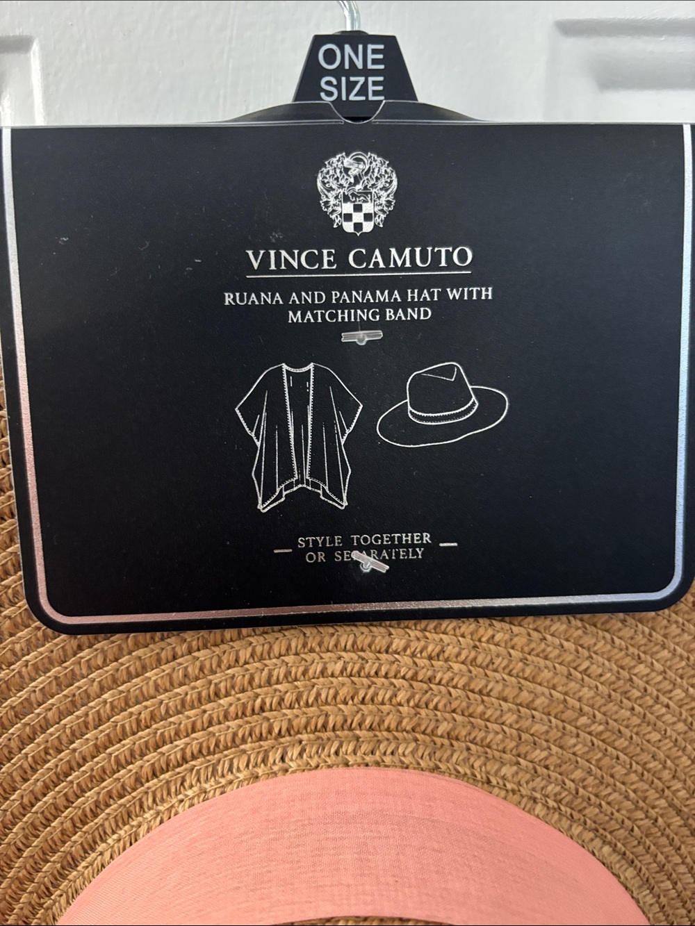 Vince Camuto Ruana w/Panama Hat & matching Kimono, NWT, Color:Coral - Picture 4 of 7
